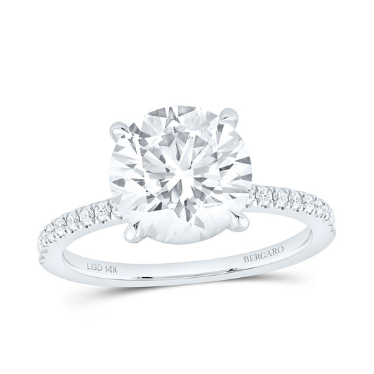 14K Yellow Or White Gold 3 1/4 Cttw Lab Grown Diamond 3 Cttw Center Round Engagement Ring