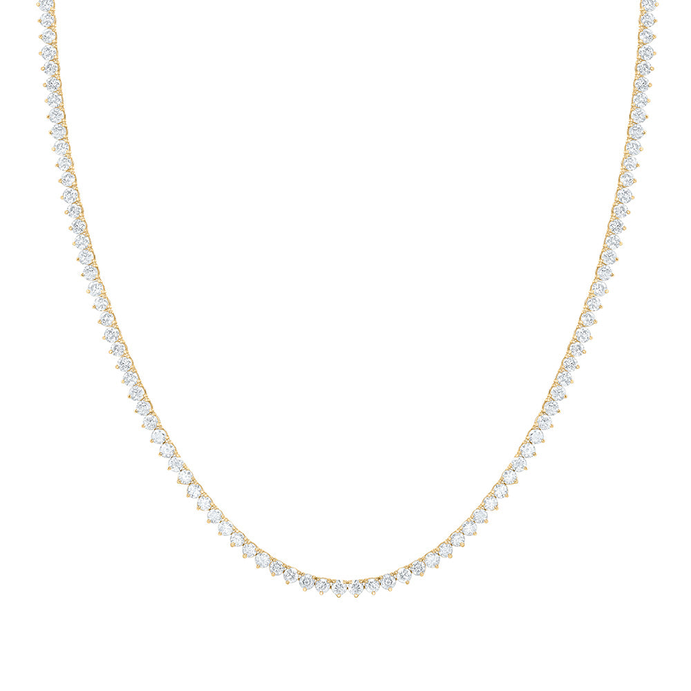 14K Yellow Or White Gold 10 Cttw Lab Grown Diamond Fashion Round Tennis Necklace (16 Inch)