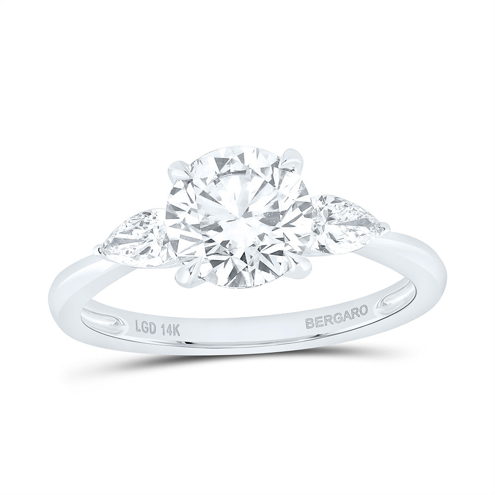 14K White Gold 1 7/8 Cttw Lab Grown Diamond 1 1/2 Cttw Center Round Engagement Ring