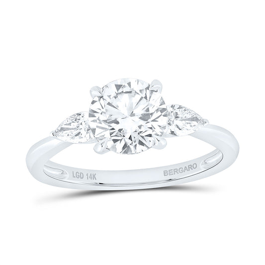 14K White Gold 1 7/8 Cttw Lab Grown Diamond 1 1/2 Cttw Center Round Engagement Ring
