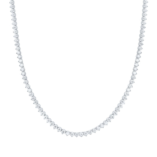 14K White Gold 20 Cttw Lab Grown Diamond Fashion Round Tennis Necklace (16 Inch)