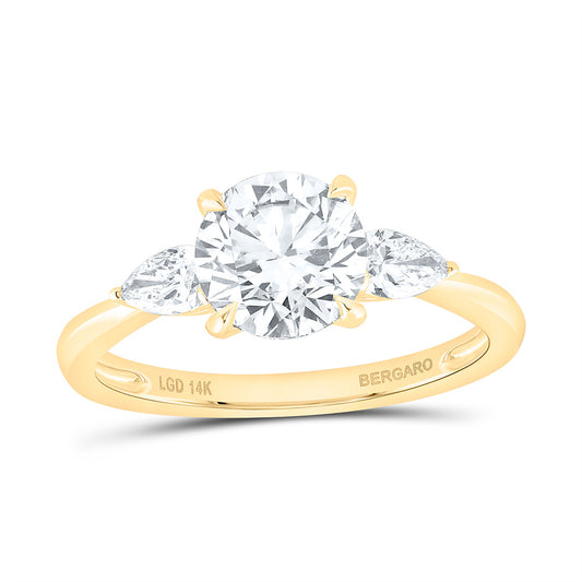 14K Yellow Gold 1 3/4 Cttw Lab Grown Diamond 1 1/2 Cttw Center Round Engagement Ring