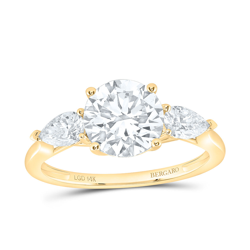 14K Yellow Or White Gold 2 1/2 Cttw Lab Grown Diamond 2 Cttw Center Round Engagement Ring