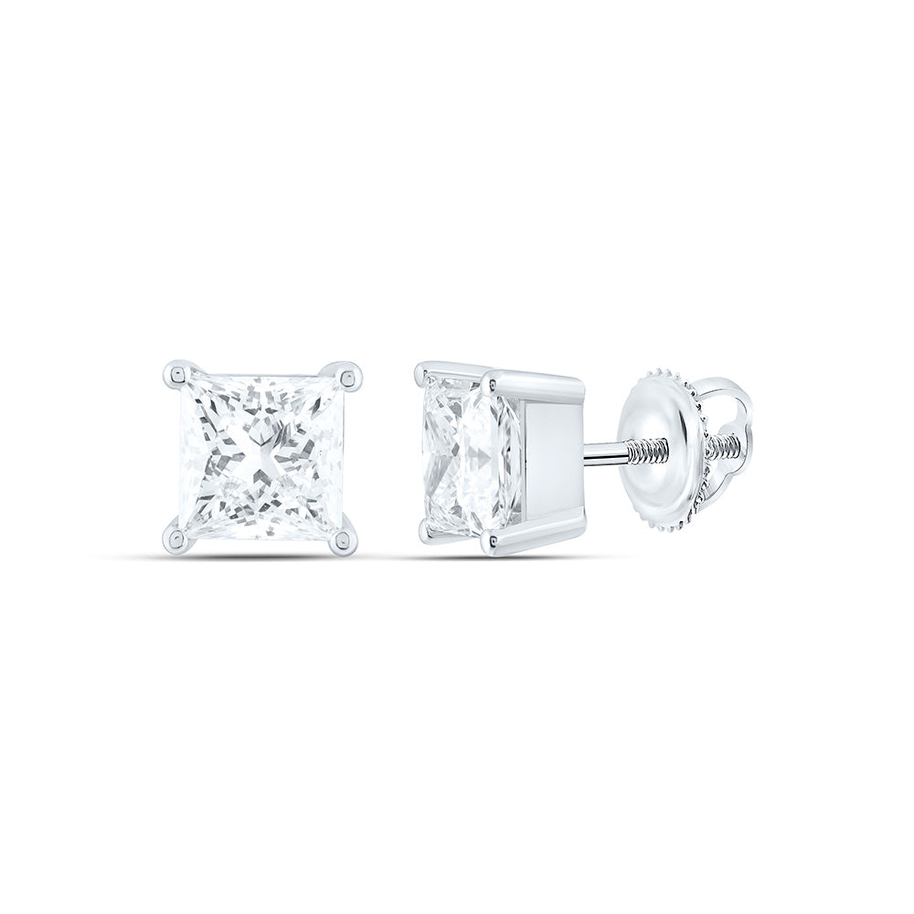 14K Yellow Or White Gold 2 Cttw Lab Grown Diamond Princess Solitaire Earring