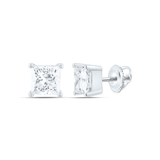 14K Yellow Or White Gold 2 Cttw Lab Grown Diamond Princess Solitaire Earring