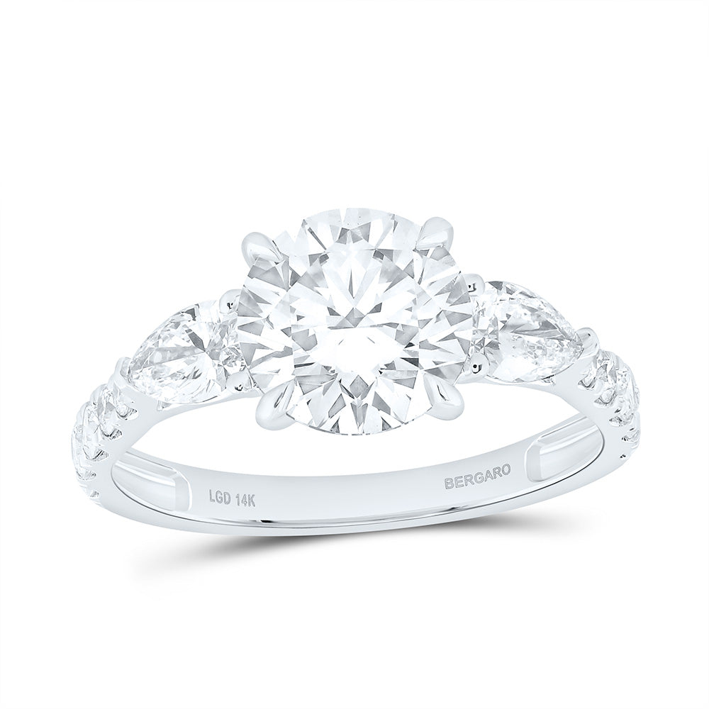 14K Yellow Or White Gold 3 Cttw Lab Grown Diamond 2 Cttw Center Round Engagement Ring