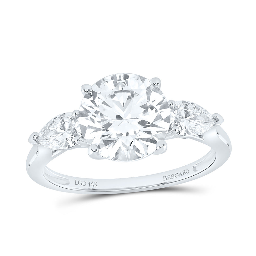 14K Yellow Or White Gold 3 5/8 Cttw Lab Grown Diamond 3 Cttw Center Round Engagement Ring