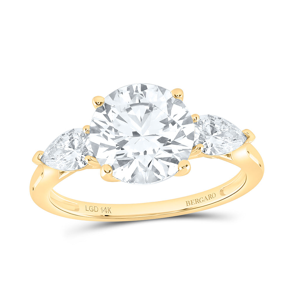14K Yellow Or White Gold 3 5/8 Cttw Lab Grown Diamond 3 Cttw Center Round Engagement Ring