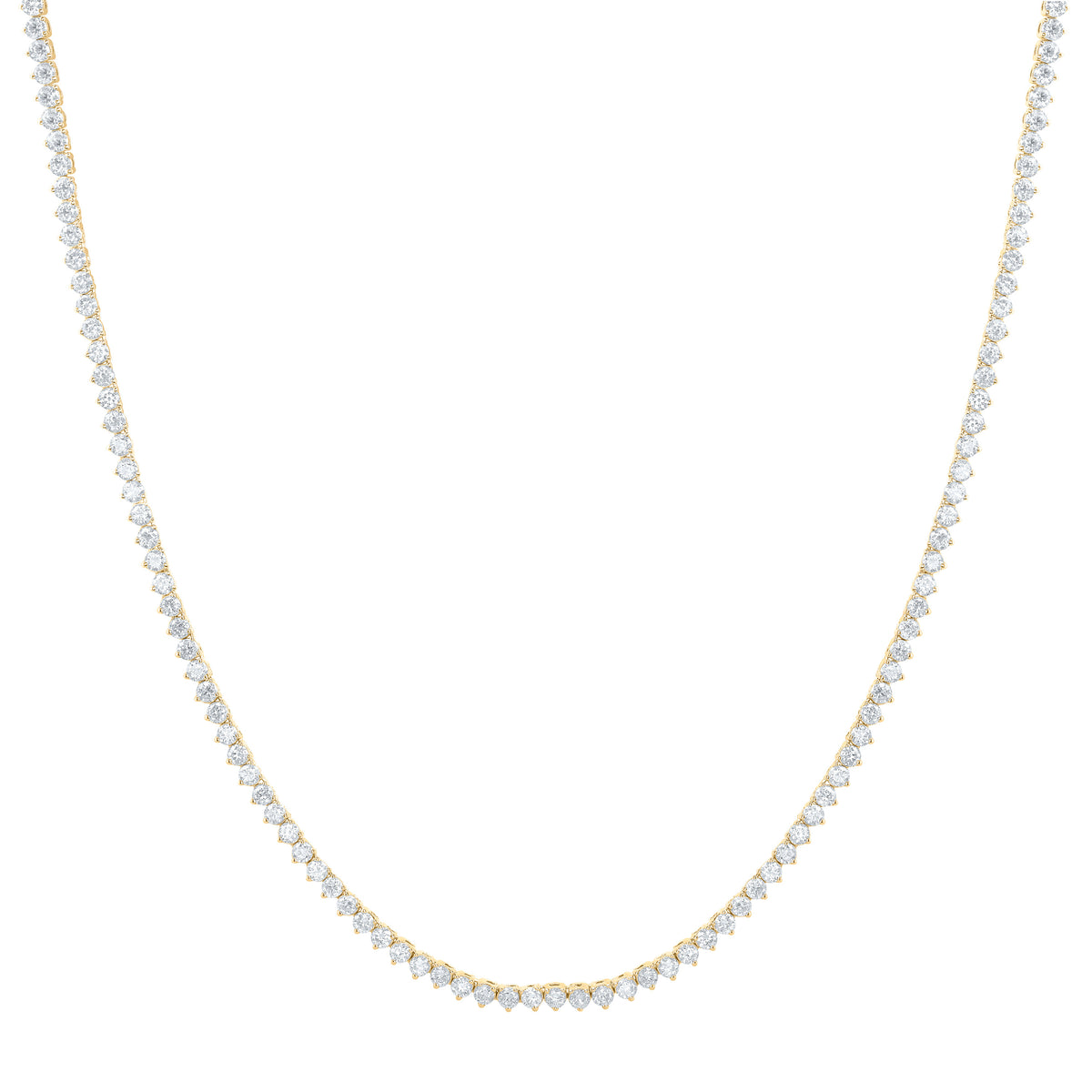 14K Yellow Or White Gold 7 Cttw Lab Grown Diamond Fashion Round Tennis Necklace (16 Inch)