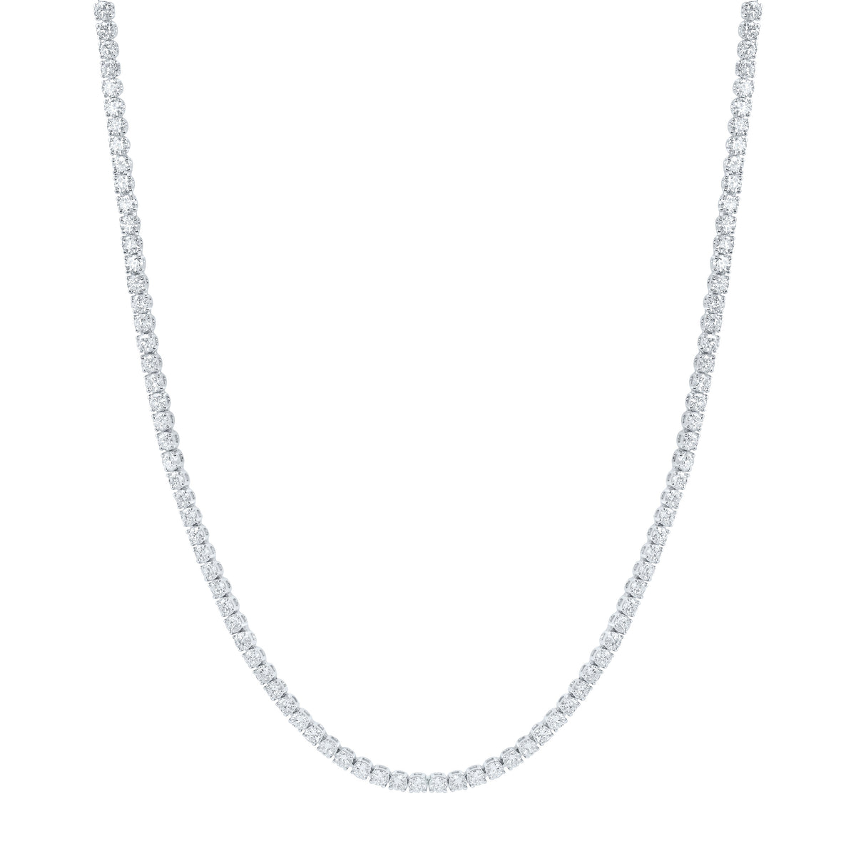 14K Yellow Or White Gold 10 Cttw Lab Grown Diamond Fashion Round Tennis Necklace (16 Inch)