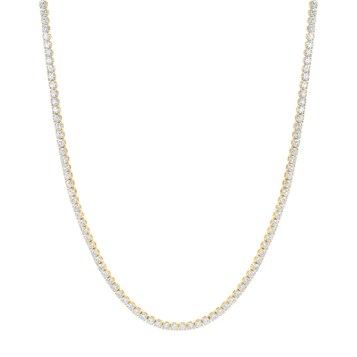 14K Yellow Or White Gold 10 Cttw Lab Grown Diamond Fashion Round Tennis Necklace (16 Inch)