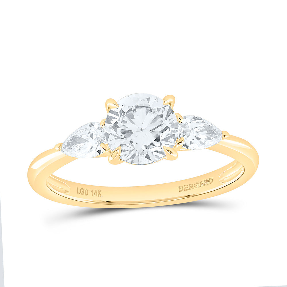 14K Yellow Or White Gold 1 1/3 Cttw Lab Grown Diamond 1 Cttw Center Round Engagement Ring