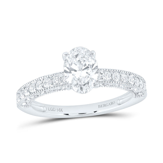 14K Yellow Or White Gold 1 1/2 Cttw Lab Grown Diamond 1 Cttw Center Oval Engagement Ring