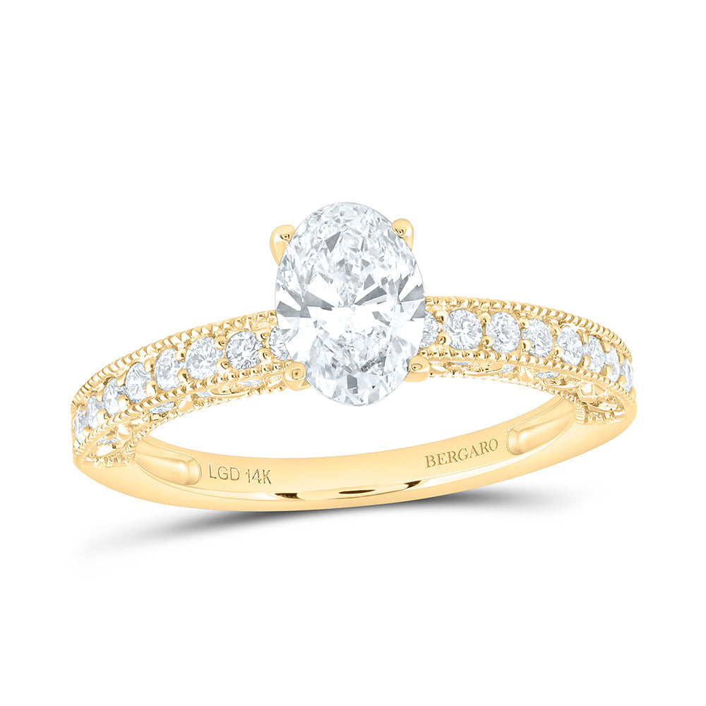 14K Yellow Or White Gold 1 1/2 Cttw Lab Grown Diamond 1 Cttw Center Oval Engagement Ring