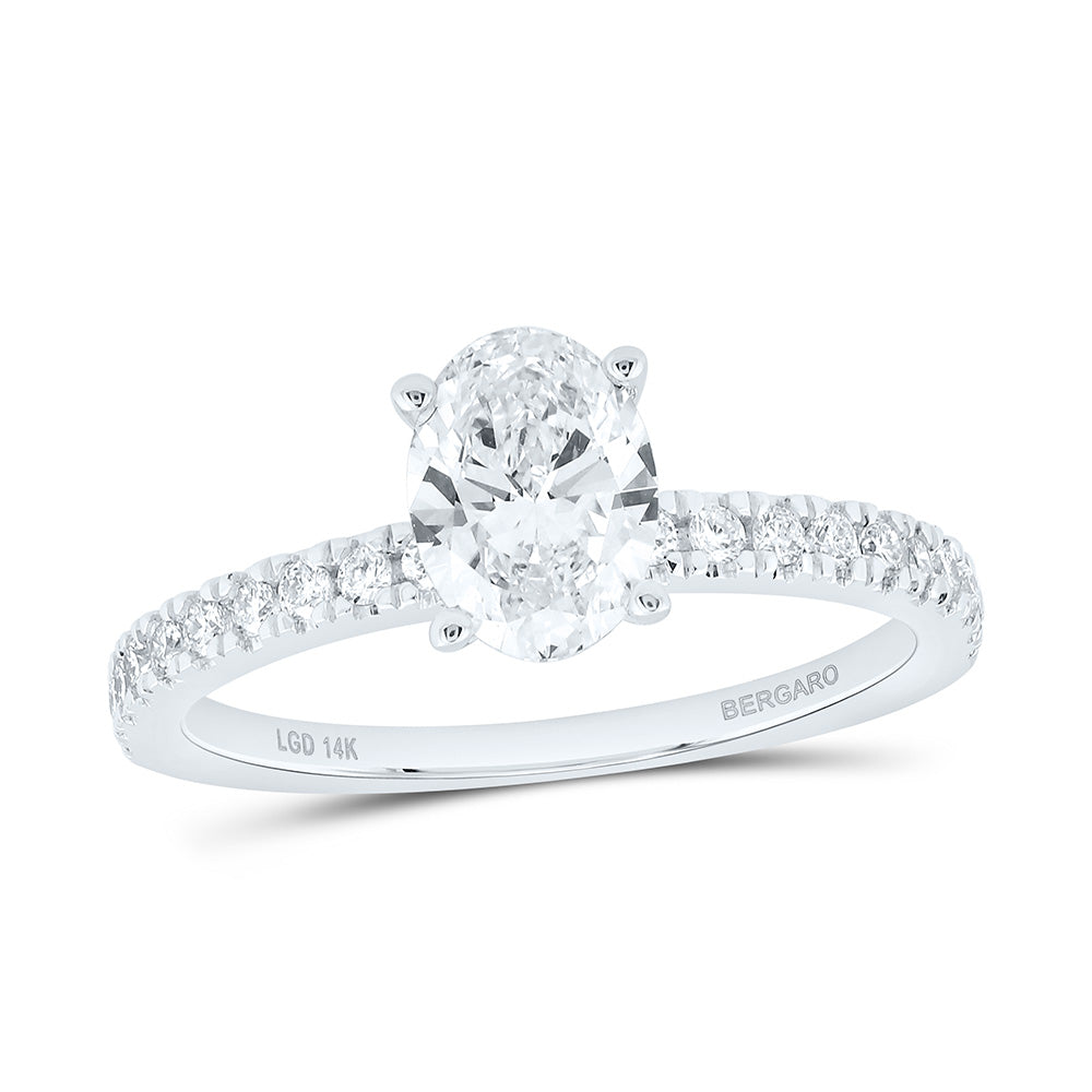 14K Yellow Or White Gold 1 1/4 Cttw Lab Grown Diamond 1 Cttw Center Oval Engagement Ring