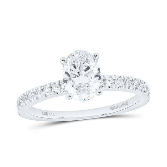 14K Yellow Or White Gold 1 1/4 Cttw Lab Grown Diamond 1 Cttw Center Oval Engagement Ring