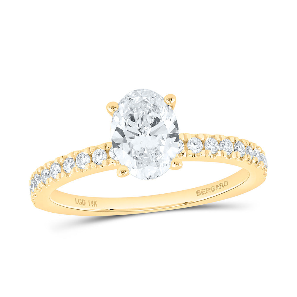 14K Yellow Or White Gold 1 1/4 Cttw Lab Grown Diamond 1 Cttw Center Oval Engagement Ring