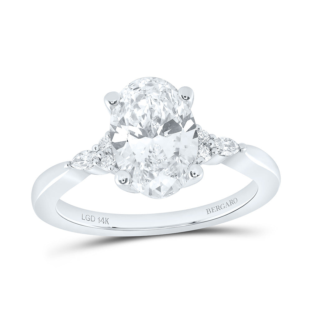 14K Yellow Or White Gold 2 1/5 Cttw Lab Grown Diamond 2 Cttw Center Oval Engagement Ring