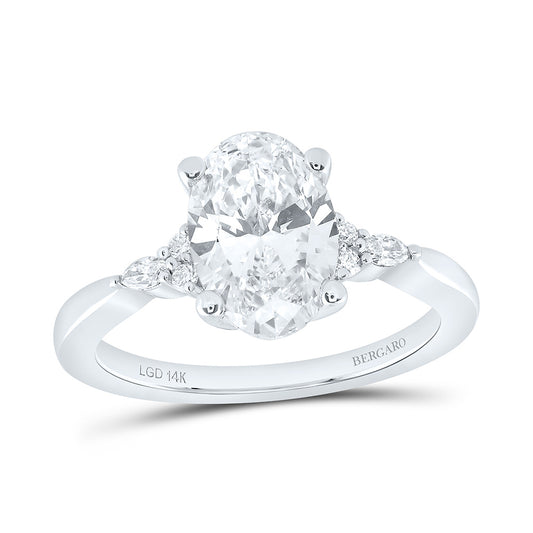 14K Yellow Or White Gold 2 1/5 Cttw Lab Grown Diamond 2 Cttw Center Oval Engagement Ring