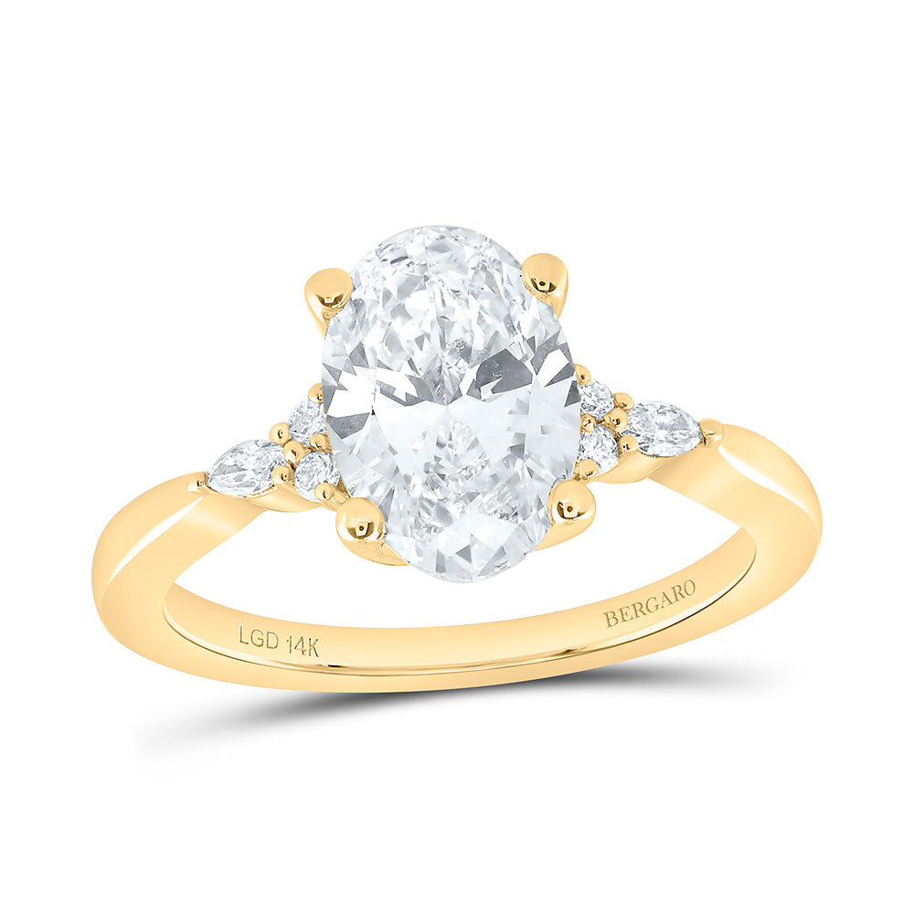 14K Yellow Or White Gold 2 1/5 Cttw Lab Grown Diamond 2 Cttw Center Oval Engagement Ring