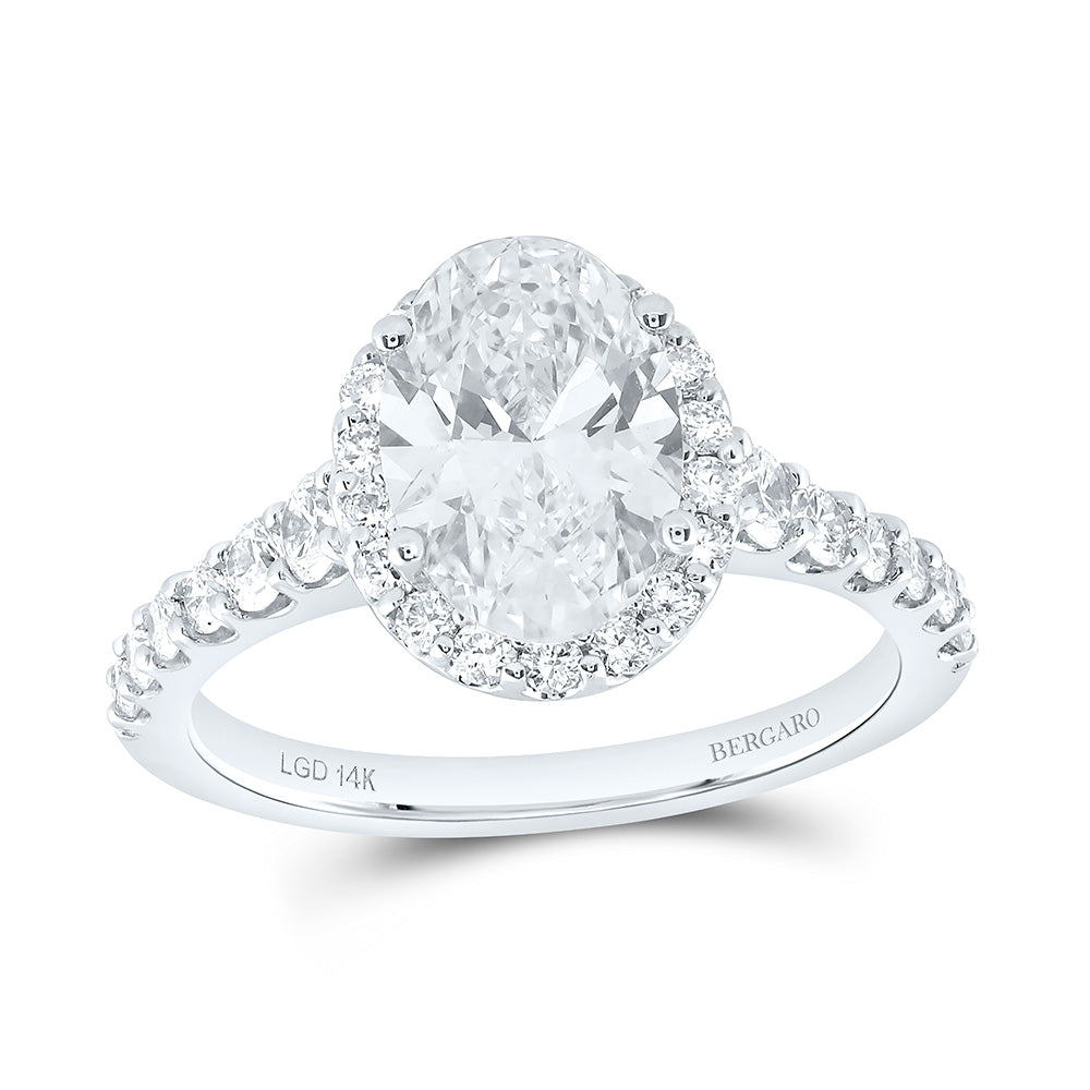 14K Yellow Or White Gold 2 3/4 Cttw Lab Grown Diamond 2 Cttw Center Oval Engagement Ring