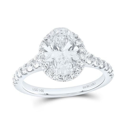 14K Yellow Or White Gold 2 3/4 Cttw Lab Grown Diamond 2 Cttw Center Oval Engagement Ring