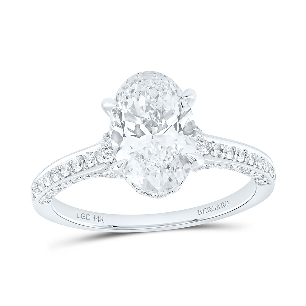 14K Yellow Or White Gold 2 5/8 Cttw Lab Grown Diamond 2 Cttw Center Oval Engagement Ring
