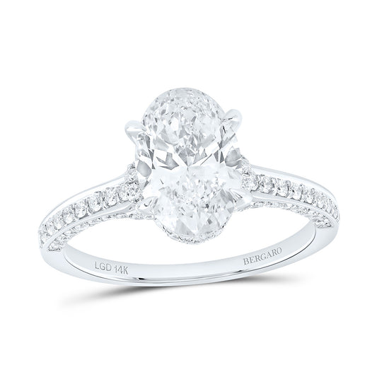 14K Yellow Or White Gold 2 5/8 Cttw Lab Grown Diamond 2 Cttw Center Oval Engagement Ring