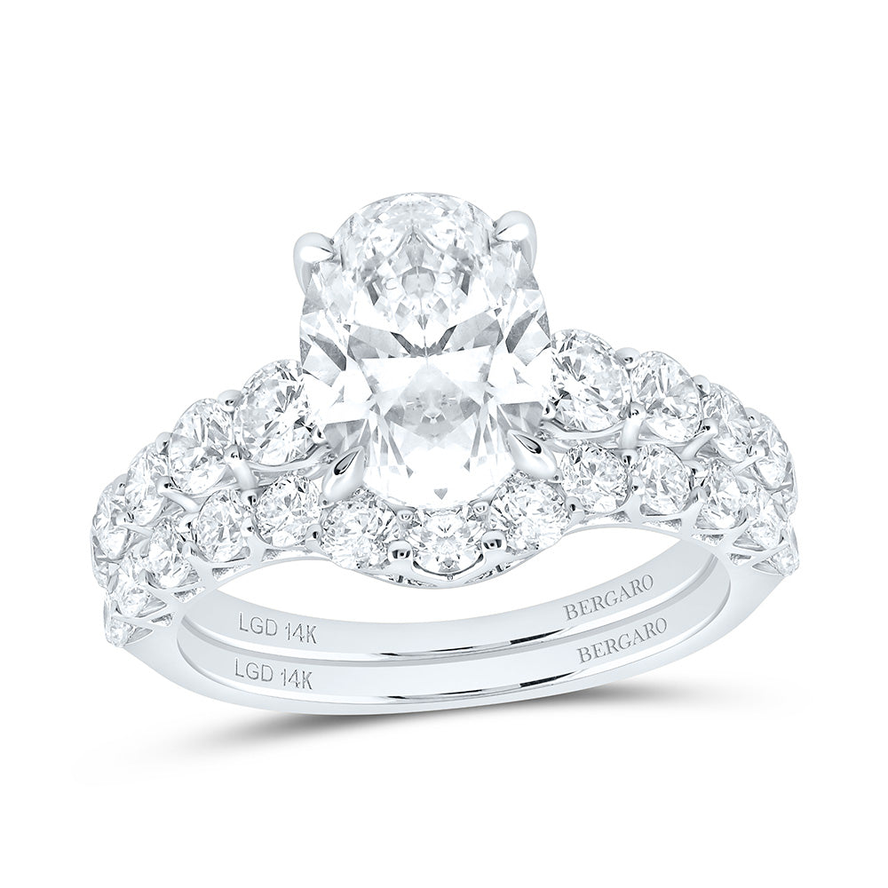 14K Yellow Or White Gold 5 Cttw Lab Grown Diamond 3 Cttw Center Oval Bridal Set