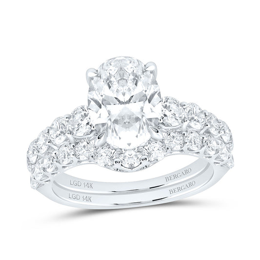 14K Yellow Or White Gold 5 Cttw Lab Grown Diamond 3 Cttw Center Oval Bridal Set
