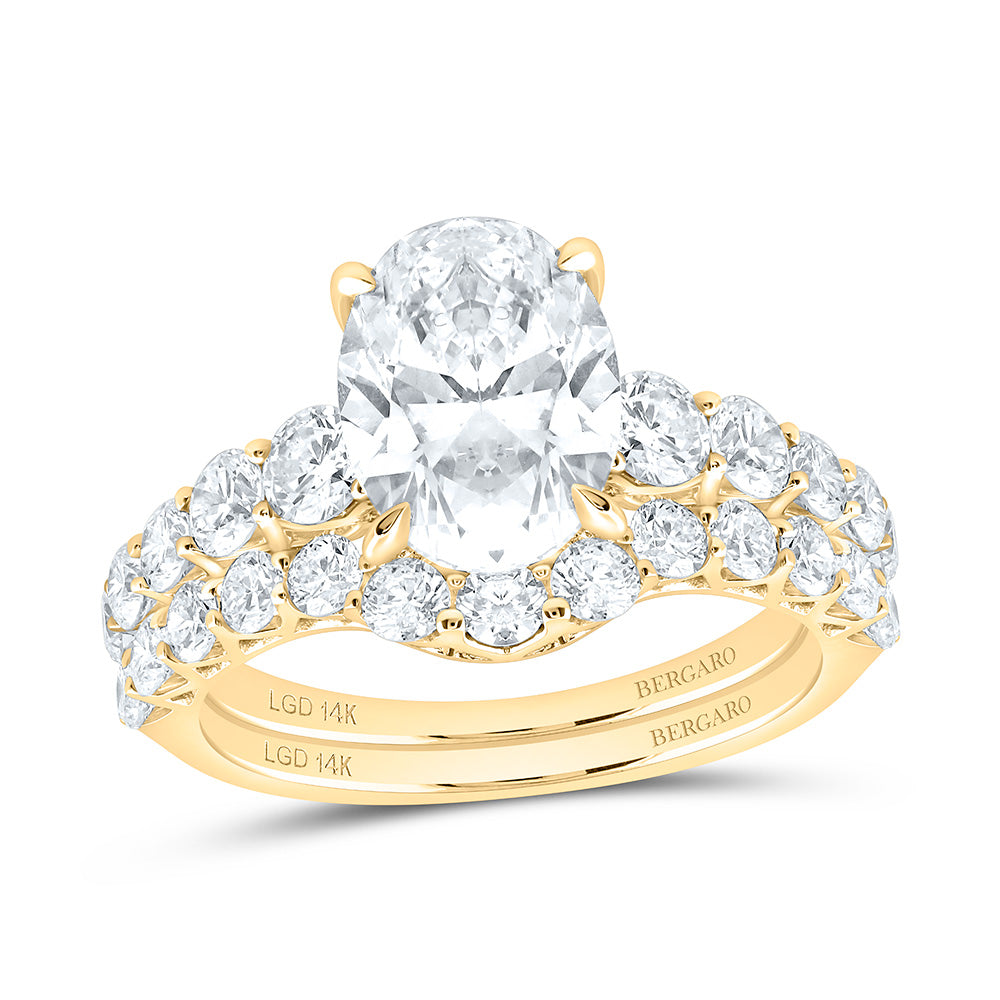 14K Yellow Or White Gold 5 Cttw Lab Grown Diamond 3 Cttw Center Oval Bridal Set