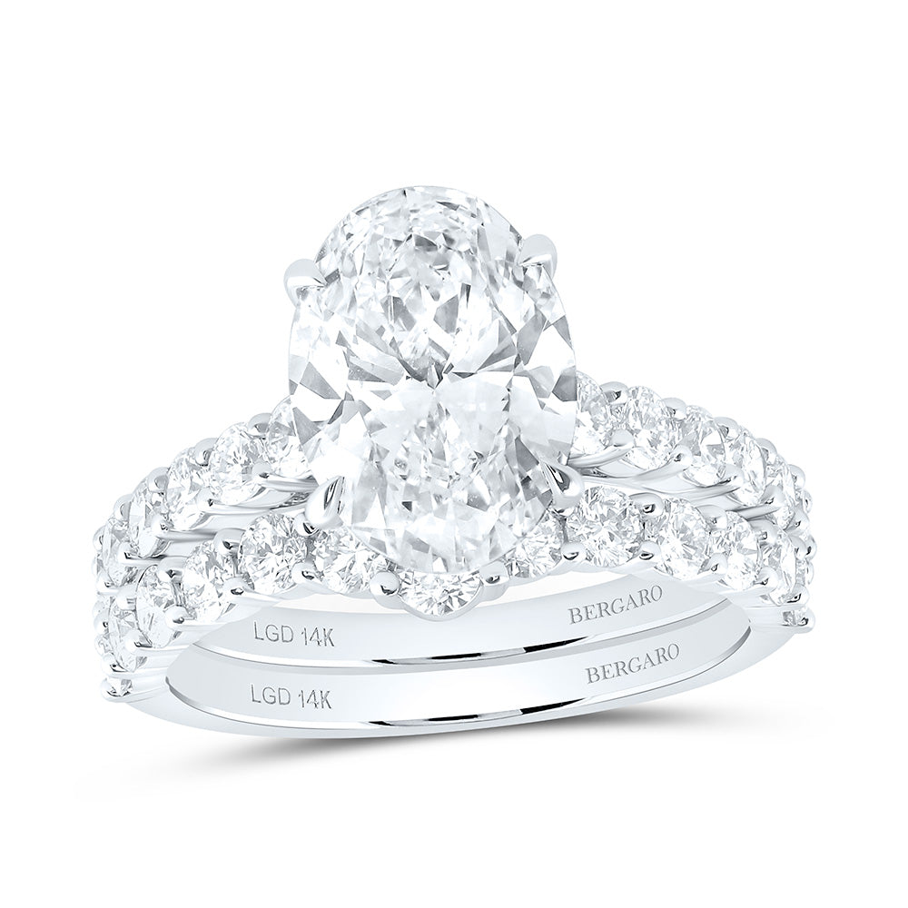 14K Yellow Or White Gold 4 1/2 Cttw Lab Grown Diamond 3 Cttw Center Oval Bridal Set