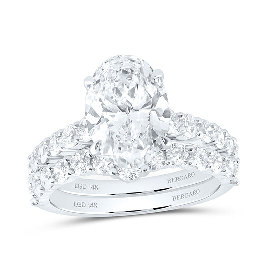 14K Yellow Or White Gold 4 1/2 Cttw Lab Grown Diamond 3 Cttw Center Oval Bridal Set