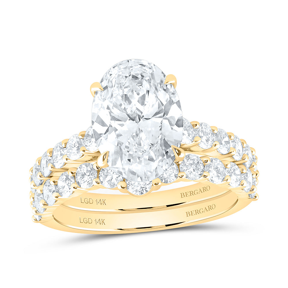 14K Yellow Or White Gold 4 1/2 Cttw Lab Grown Diamond 3 Cttw Center Oval Bridal Set