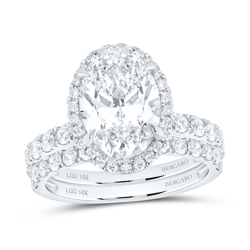 14K Yellow Or White Gold 4 1/2 Cttw Lab Grown Diamond 3 Cttw Center Oval Bridal Set