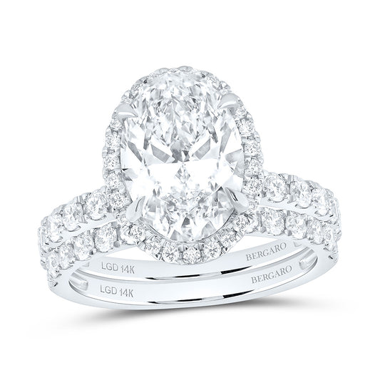 14K Yellow Or White Gold 4 1/2 Cttw Lab Grown Diamond 3 Cttw Center Oval Bridal Set