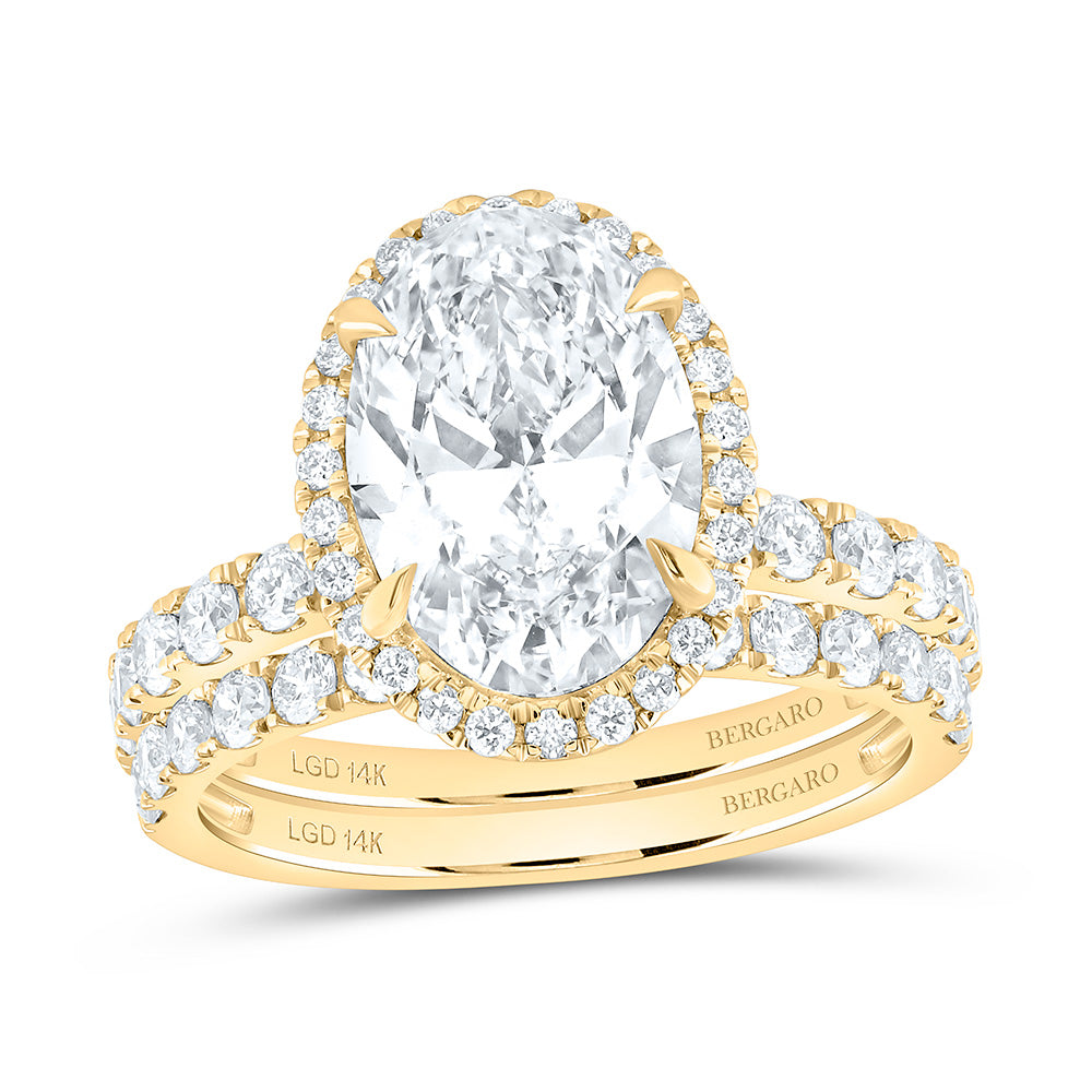 14K Yellow Or White Gold 4 1/2 Cttw Lab Grown Diamond 3 Cttw Center Oval Bridal Set