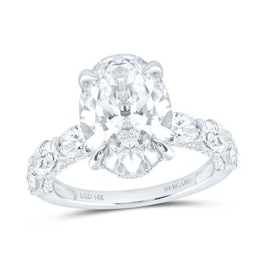 14K Yellow Or White Gold 6 3/4 Cttw Lab Grown Diamond 5 Cttw Center Oval Engagement Ring