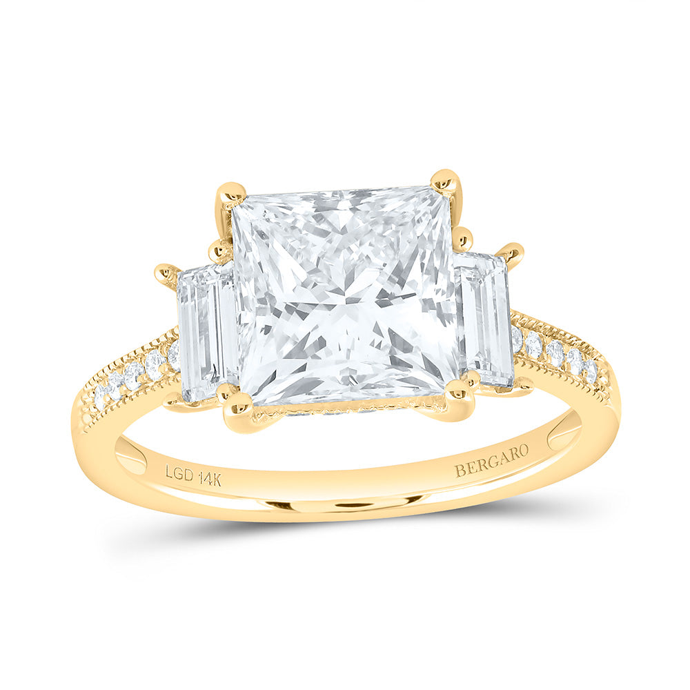 14K Yellow Or White Gold 3 1/2 Cttw Lab Grown Diamond 3 Cttw Center Princess Engagement Ring