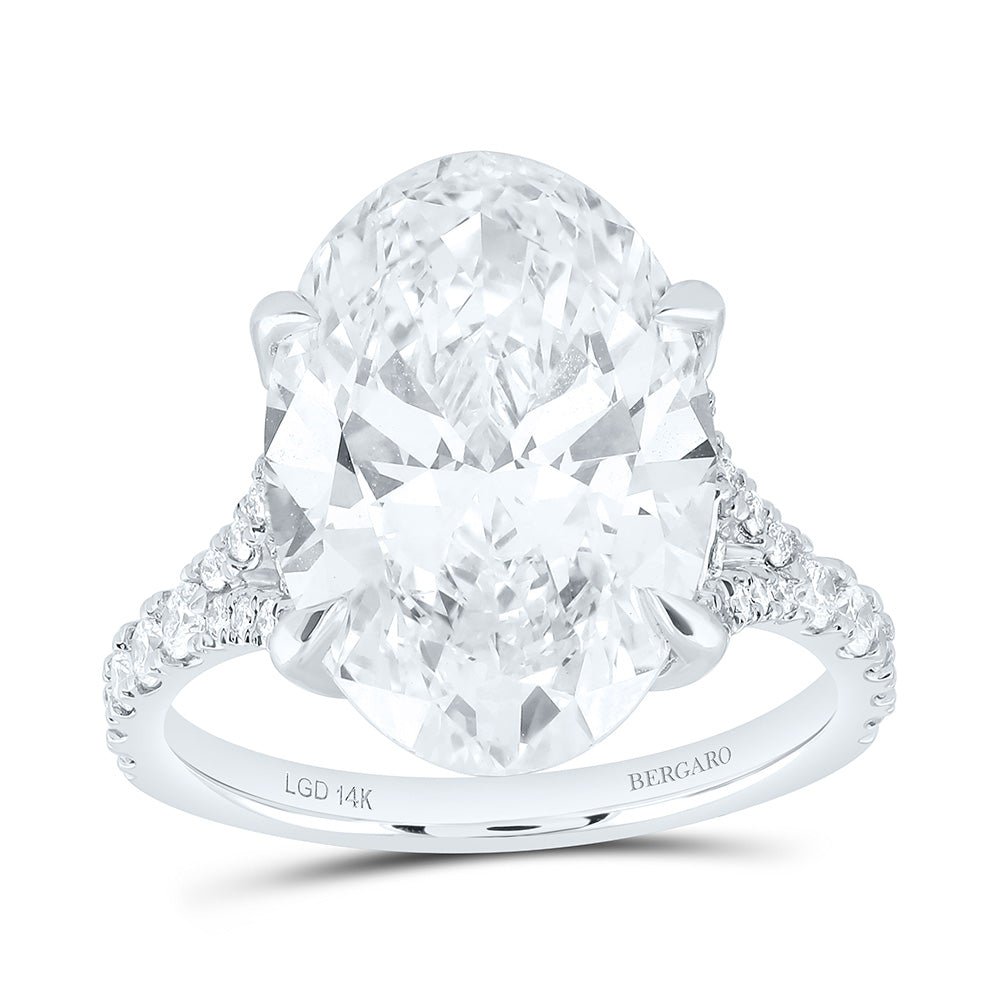 14K Yellow Or White Gold 8 1/2 Cttw Lab Grown Diamond 8 Cttw Center Oval Engagement Ring