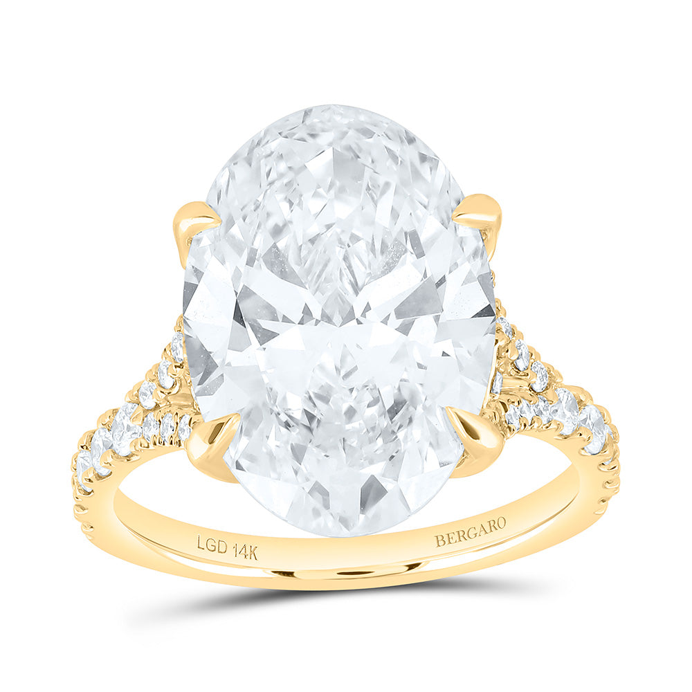 14K Yellow Or White Gold 8 1/2 Cttw Lab Grown Diamond 8 Cttw Center Oval Engagement Ring