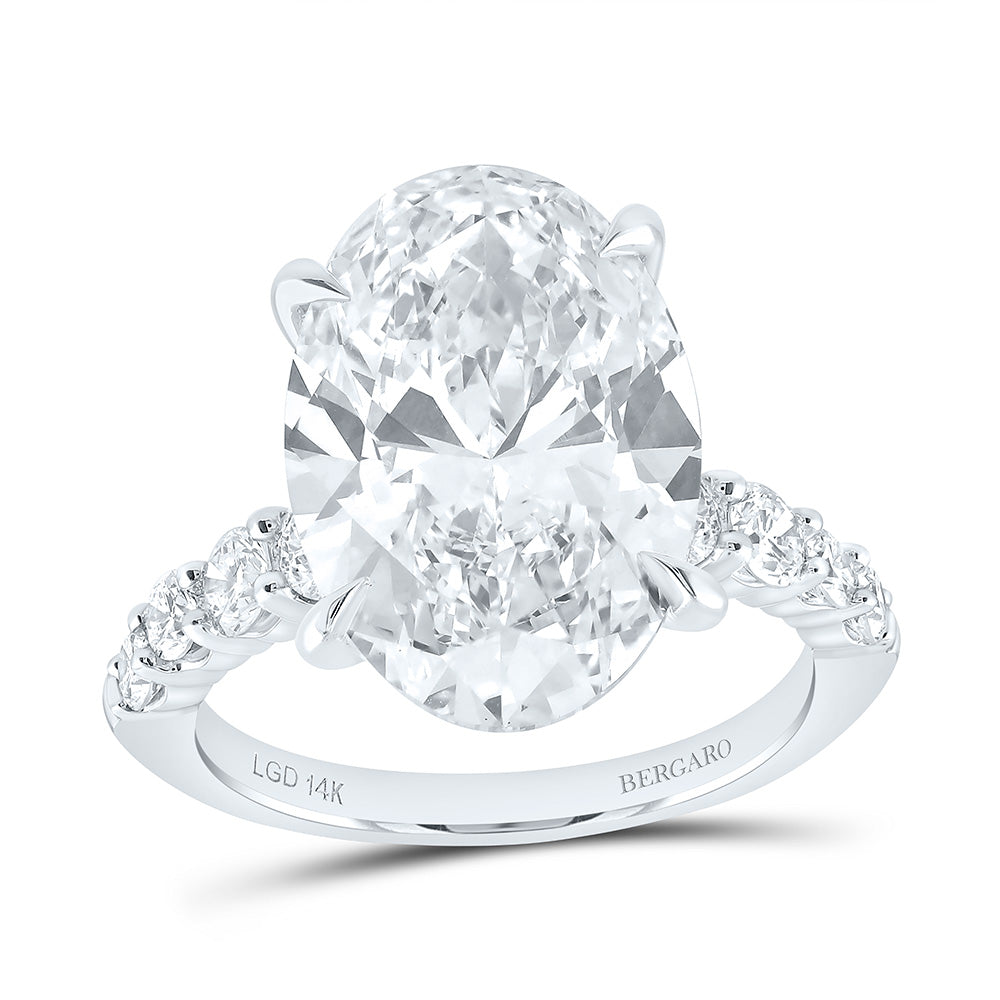14K Yellow Or White Gold 8 3/4 Cttw Lab Grown Diamond 8 Cttw Center Oval Engagement Ring