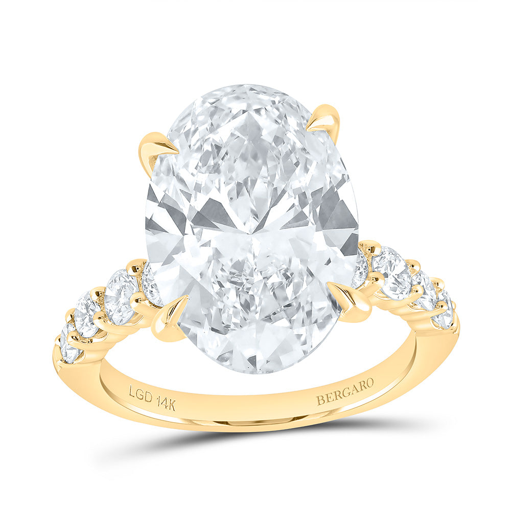 14K Yellow Or White Gold 8 3/4 Cttw Lab Grown Diamond 8 Cttw Center Oval Engagement Ring