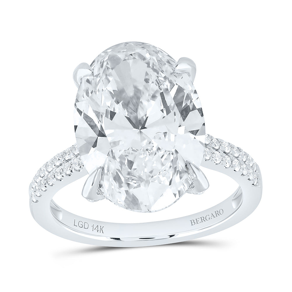 14K Yellow Or White Gold 8 1/2 Cttw Lab Grown Diamond 8 Cttw Center Oval Engagement Ring