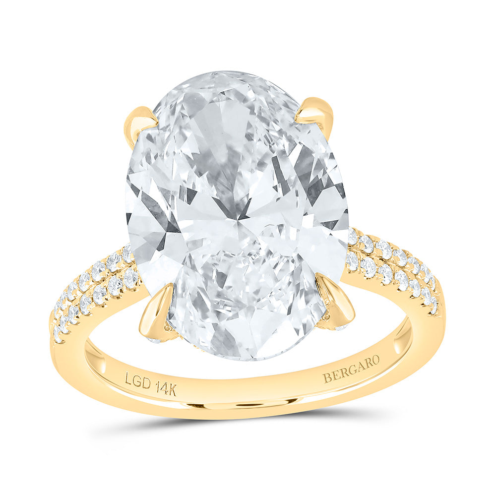 14K Yellow Or White Gold 8 1/2 Cttw Lab Grown Diamond 8 Cttw Center Oval Engagement Ring