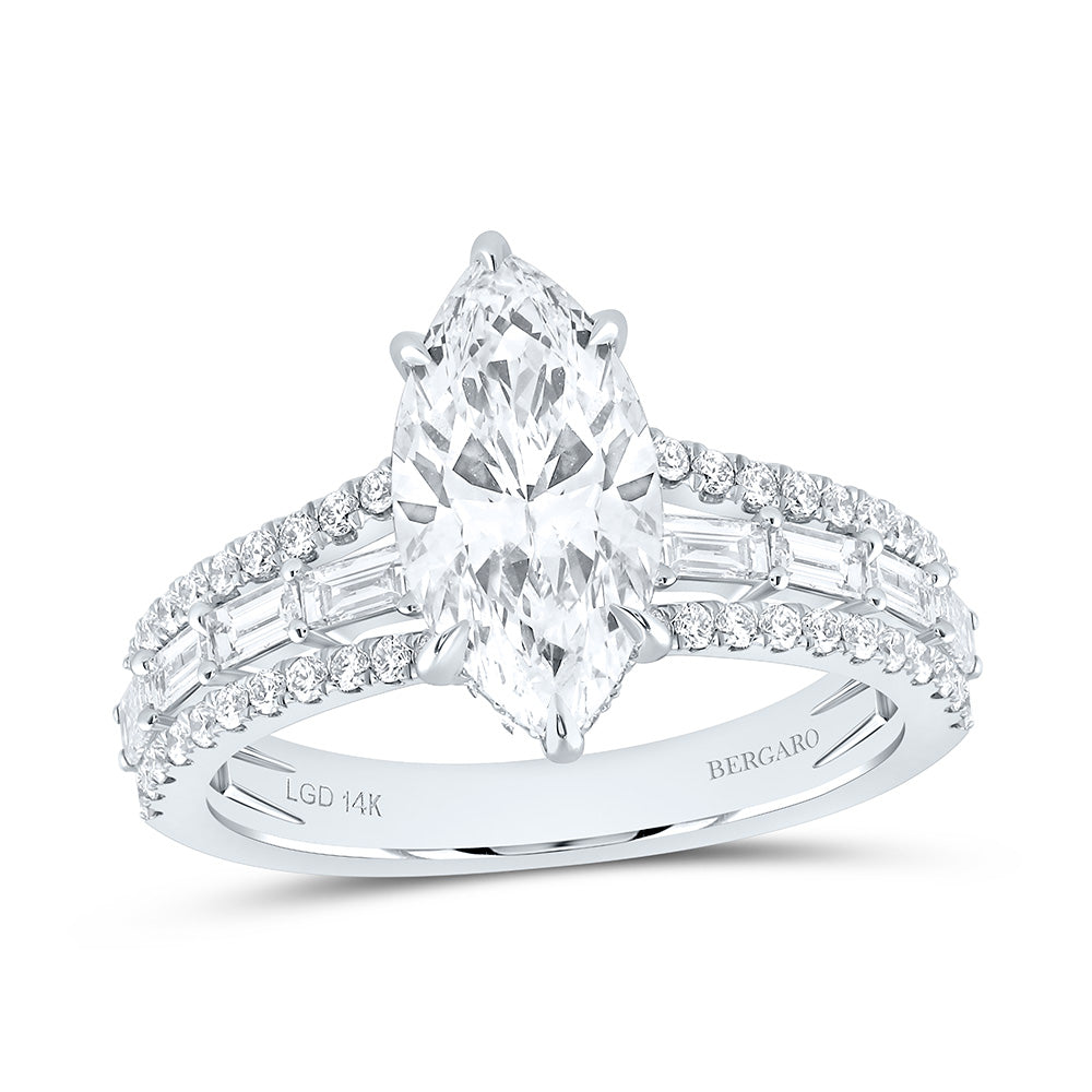 14K Yellow Or White Gold 3 Cttw Lab Grown Diamond 2 Cttw Center Marquise Engagement Ring