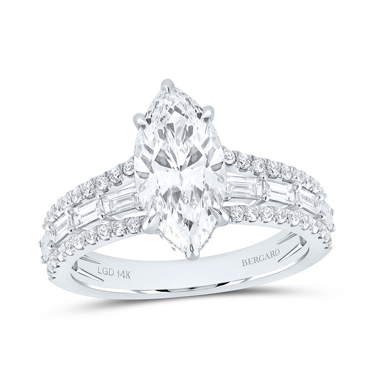 14K Yellow Or White Gold 3 Cttw Lab Grown Diamond 2 Cttw Center Marquise Engagement Ring