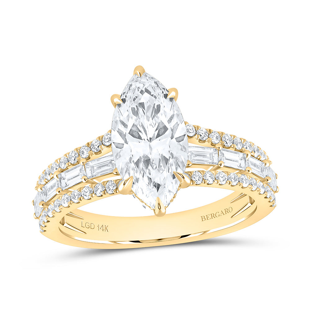 14K Yellow Or White Gold 3 Cttw Lab Grown Diamond 2 Cttw Center Marquise Engagement Ring