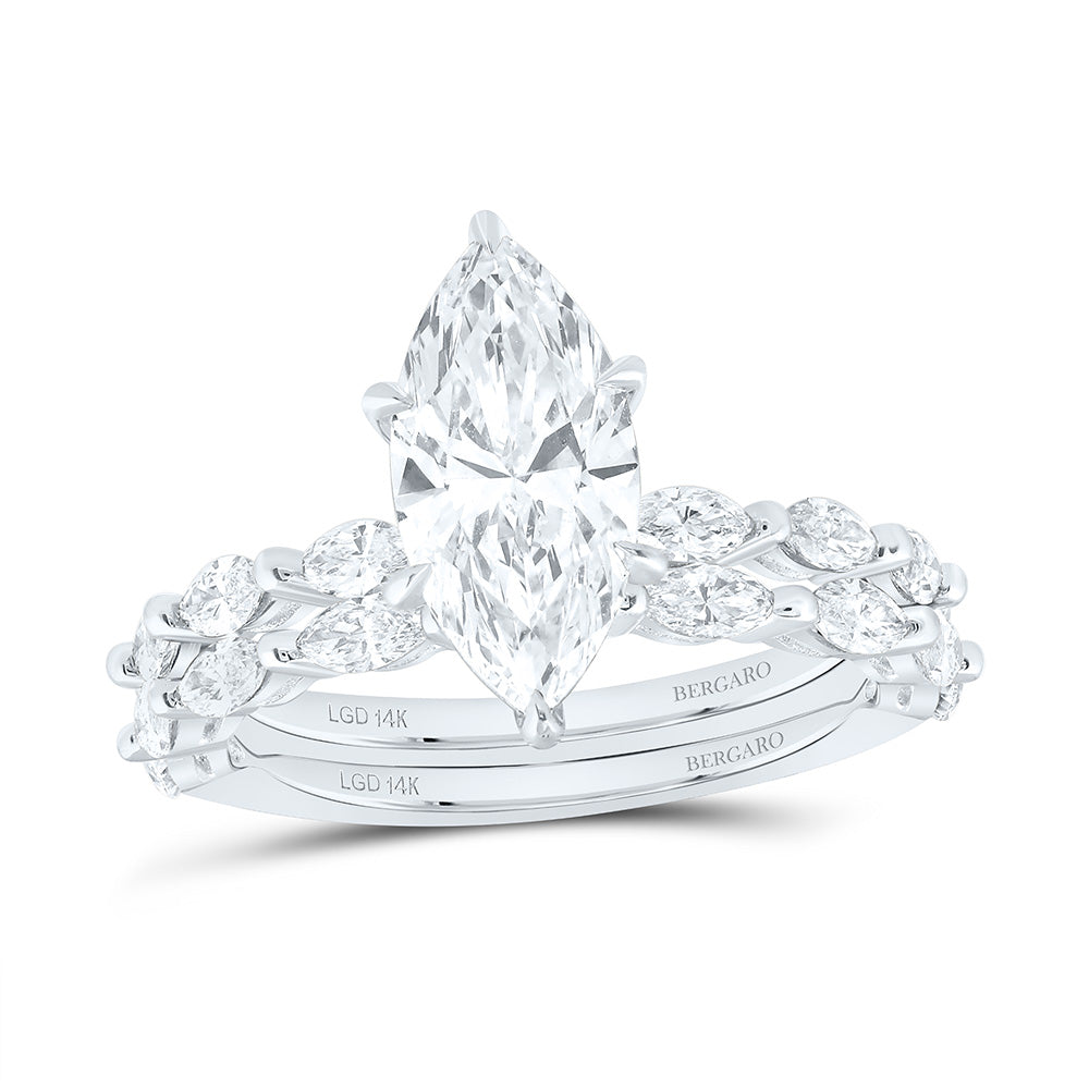 14K Yellow Or White Gold 3 Cttw Lab Grown Diamond 2 Cttw Center Marquise Bridal Set