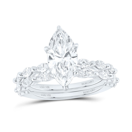 14K Yellow Or White Gold 3 Cttw Lab Grown Diamond 2 Cttw Center Marquise Bridal Set